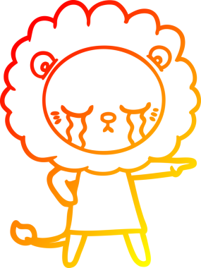 Bir insan tarafından çizilmiş, ağlayan bir aslanın sıcak çizgi çizgisi.