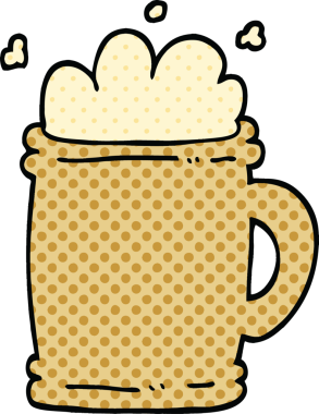 Bir insan tarafından çizilmiş çizgi roman tarzı bira tankardı.