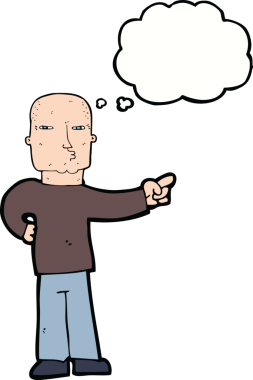 Bir insan tarafından çizilmiş düşünce baloncuğu olan bir adam.