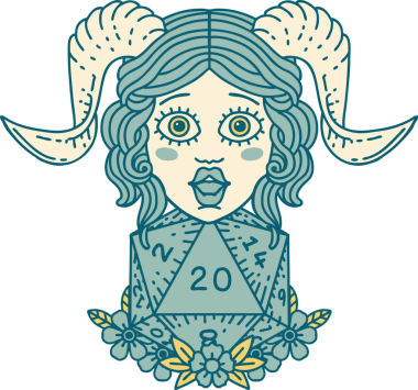 Retro Dövme Biçimi Bir insan tarafından çizilmiş D20 doğal yirmilik zar ile düzenleniyor