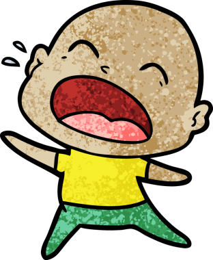 Bir insan tarafından çizilmiş kel adam diye bağıran çizgi film.