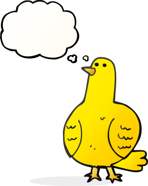 Bir insan tarafından çizilmiş serbest çizim balon karikatür kuşu.