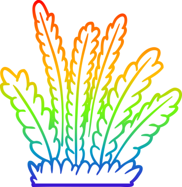 Gökkuşağı gradyan çizgi çizimi bir insan tarafından çizilmiş bitkilerin büyümesi