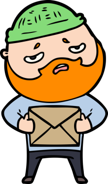 Bir insan tarafından çizilmiş sakallı endişeli bir adam.