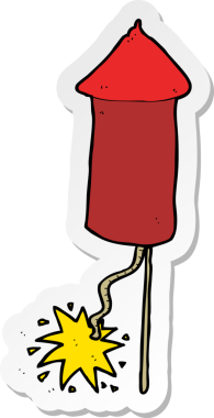 Bir insan tarafından çizilmiş havai fişek çıkartması.