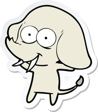 Bir insan tarafından çizilmiş mutlu bir filin çıkartması.