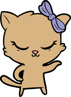 Bir insan tarafından çizilmiş sevimli çizgi film kedisi.