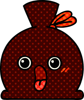 Bir insan tarafından çizilmiş bir çuval karikatürü.