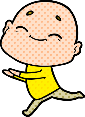 Bir insan tarafından çizilmiş mutlu, kel adam.