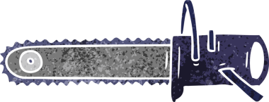 Bir insan tarafından çizilmiş zincir testere için el çizimi karikatür