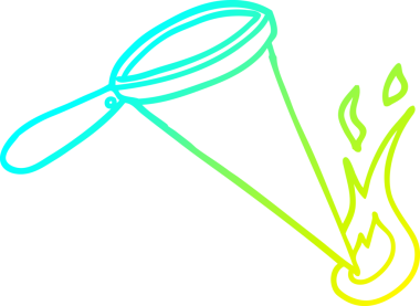 Bir çizgi filmin soğuk gradyan çizimi bir insan tarafından çizilmiş büyüteç.