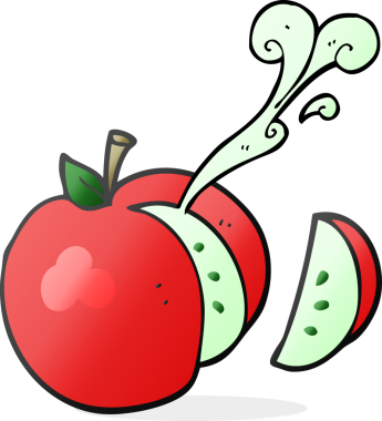 Bir insan tarafından çizilmiş serbest çizim çizilmiş elma.