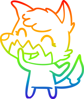 gökkuşağı gradyanı çizimi bir insan tarafından çizilmiş mutlu bir tilki çizgi filmi.