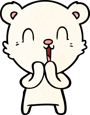 Bir insan tarafından çizilmiş mutlu kutup ayısı çizgi filmi.