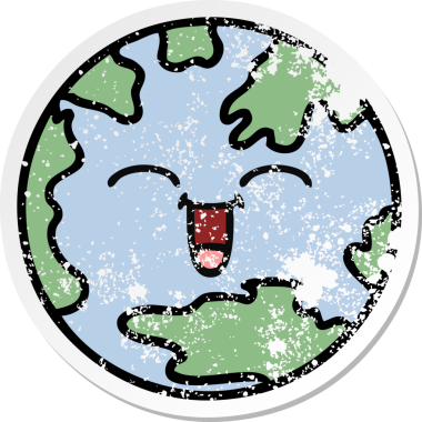 Bir insan tarafından çizilmiş şirin bir karikatür gezegeninin sıkıntılı çıkartması.