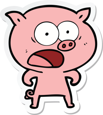 Bir insan tarafından çizilmiş domuz çizgi filmi etiketi.