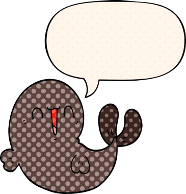 Bir insan tarafından çizilmiş çizgi roman tarzı konuşma balonu olan şirin bir balina.