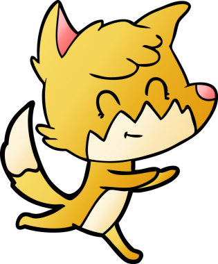 Bir insan tarafından çizilmiş çizgi film dostu tilki.