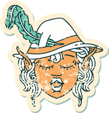 Retro Dövme Biçimi Elf karakter yüzü Bir insan tarafından çizilmiş