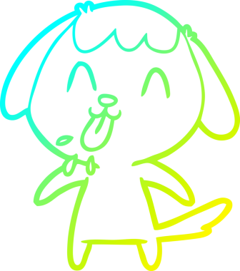 Bir insan tarafından çizilmiş şirin bir çizgi köpeğin soğuk gradyan çizgisi.