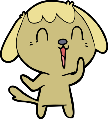 Bir insan tarafından çizilmiş şirin bir çizgi film köpeği.