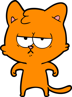 Bir insan tarafından çizilmiş sıkıcı çizgi film kedisi.