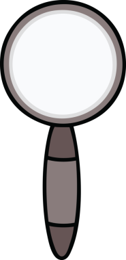 Bir insan tarafından çizilmiş bir büyüteç karikatürü.