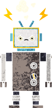 Bir insan tarafından çizilmiş bir robotun retro çizim tarzı karikatürü