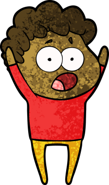 Bir insan tarafından çizilmiş bir karikatür adamı şaşkınlıkla nefes nefese kaldı.