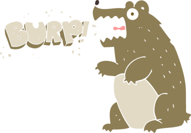 Bir insan tarafından çizilen ayı geğirmesinin düz renk çizimi