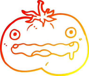 Bir insan tarafından çizilmiş bir domatesin sıcak gradyan çizimi