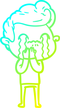 Bir insan tarafından çizilmiş ağlayan bir çizgi film karakteri çizimi.