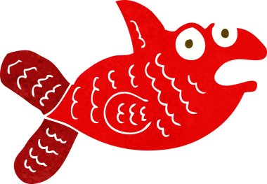 bir insan tarafından çizilmiş karikatür balığı