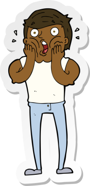 Bir insan tarafından çizilmiş, nefes nefese kalmış bir adamın çıkartması.