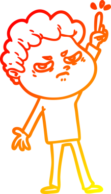 Bir insan tarafından çizilmiş kızgın bir adamın sıcak çizgi çizimi.