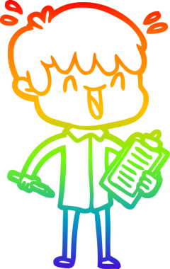 Gökkuşağının gradyan çizimi bir insan tarafından çizilmiş bir çizgi film karakteri.