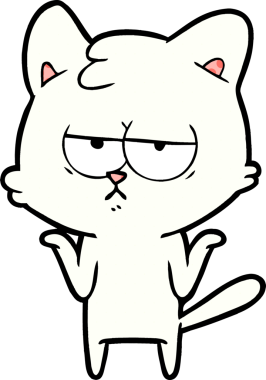 Bir insan tarafından çizilmiş sıkıcı çizgi film kedisi.