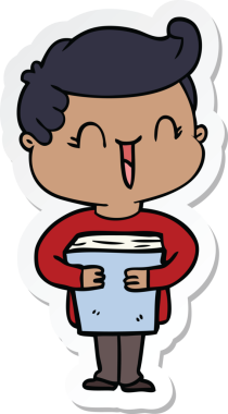 Bir insan tarafından çizilmiş, gülen bir çocuğun çıkartması.