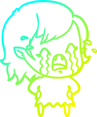 Bir insan tarafından çizilmiş ağlayan vampir kız çizgi filmi.