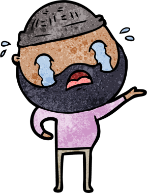 Çizgi film sakallı adam bir insan tarafından çizilmiş ağlıyor.