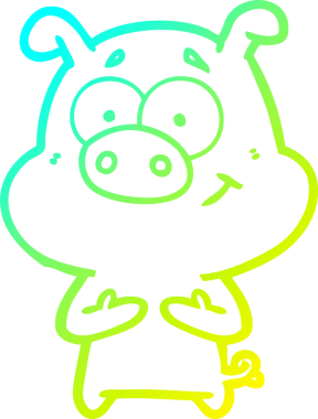 Bir insan tarafından çizilmiş mutlu çizgi film domuzu çizimi.