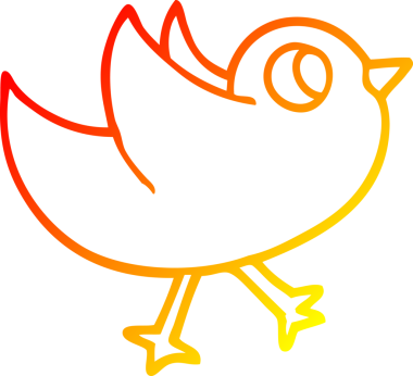 Bir insan tarafından çizilmiş kanat çırpan çizgi bir kuşun sıcak çizgi çizimi