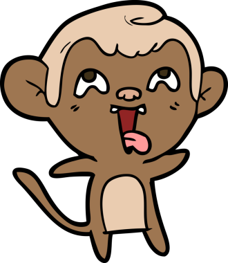 Bir insan tarafından çizilmiş çılgın çizgi film maymunu