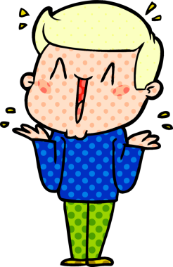 Bir insan tarafından çizilmiş heyecanlı bir çizgi film.