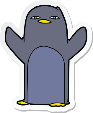 Bir insan tarafından çizilmiş karikatür pengueni çıkartması.