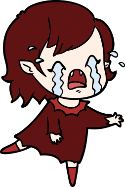 Bir insan tarafından çizilmiş ağlayan vampir kız çizgi filmi.