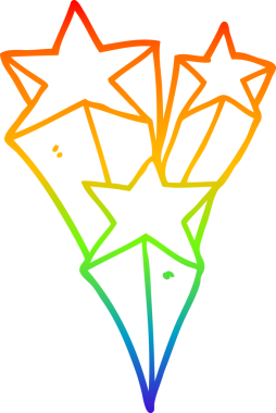 gökkuşağı gradyan çizgisi bir insan tarafından çizilen kayan yıldızların çizimi