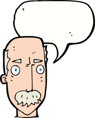 Bir insan tarafından çizilen konuşma baloncuğuyla yaşlı bir adamı sinirlendiren çizgi film.