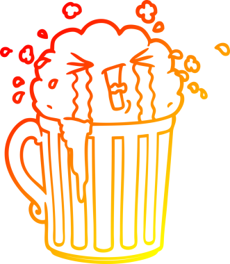 Bir insan tarafından çizilmiş bir bira bardağının sıcak çizgi çizimi