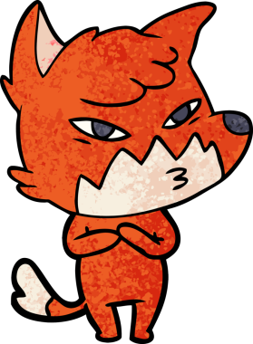 Bir insan tarafından çizilmiş akıllı çizgi film tilkisi.